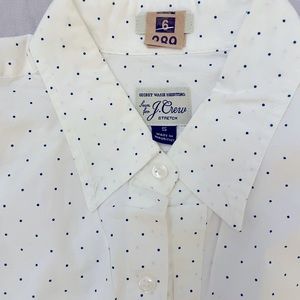 Secret wash slim fit shirt from J.Crew. White with blue polka dots.